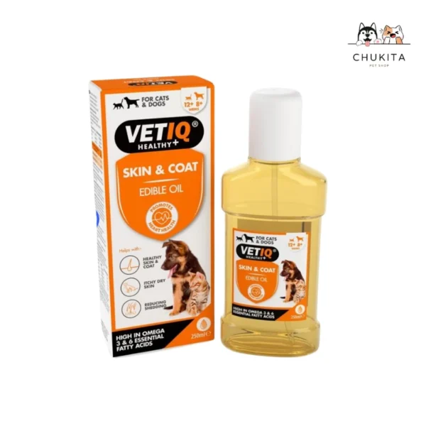 תוסף מזון דרמה שמן דגים לכלבים וחתולים, 250 מ"ל VET-IQ